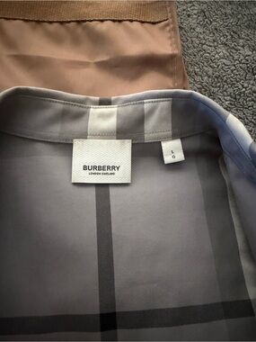 Authentic Burberry London England Gray Check Lightweight Zip Jacket Overshirt